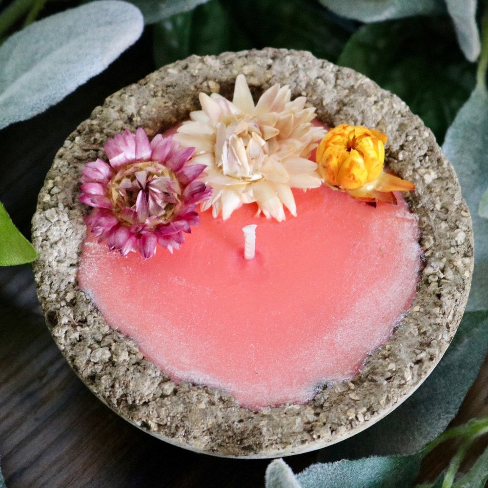 Concrete Soy Candle Floral